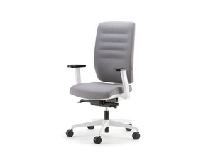 AVA WHITE 01 - Swivel fabric office chair with 5-Spoke base with armrests - Office Chair by Nahu