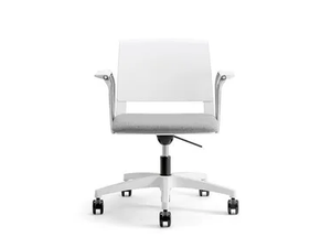 CLIO WHITE COVER 03 - Swivel plastic chair with armrests with 5-spoke base - Chair by Nahu