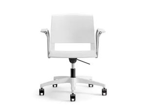 CLIO WHITE PLASTIC 03 - Swivel plastic chair with 5-spoke base with armrests - Chair by Nahu