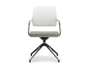 KOS WHITE AIR 04 - Swivel trestle-based chair with armrests - Chair by Nahu