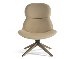 CONCA - Trestle-based leather armchair - Armchair by Natuzzi Italia