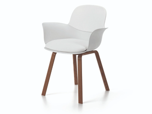 NANÀ - Chair with polyurethane and fabric shell and wooden legs - Chair by Natuzzi Italia
