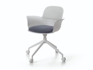 NANÀ - Swivel leather chair with castors - Chair by Natuzzi Italia