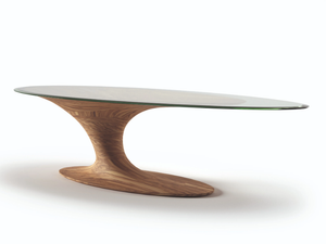 URAGANO - Oval wood and glass dining table - Table by Natuzzi Italia