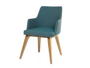 AMA PO01 - Leather chair with armrests and beeach base - Chair by New Life