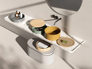 MEDITERRANEO - Round wall-mounted ceramic washbasin with integrated countertop - Washbasin by Nic