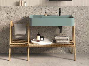 TRAMA 131 - Iroko console sink - Washbasin cabinet by Nic