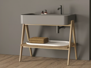 TRAMA 95 - Iroko console sink - Washbasin cabinet by Nic