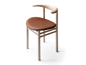 LINEA RMT3 - Ash chair with seat covered in leather - Chair by Nikari