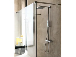 LOOP - Wall-mounted shower panel with hand shower with overhead shower - Shower panel by Nobili