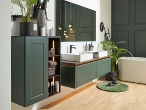 FRAME LACK BLACK GREEN SOFT MAT - Double wall-mounted wooden vanity unit with cabinets - Washbasin cabinet by Nolte Küchen