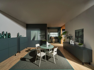 SOFT LACK BLACK GREEN SOFT MAT - Wooden highboard / sideboard - Cabinet by Nolte Küchen