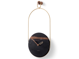 ESLABON - Wall-mounted Sahara Noir marble clock - Styling by Nomon