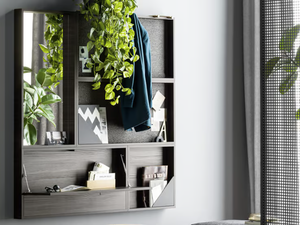 CUBE - Open wall cabinet with mirrored back - Cabinet by Novamobili