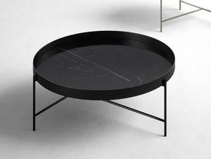 GLOBE - Round low metal coffee table with tray - Styling by Novamobili