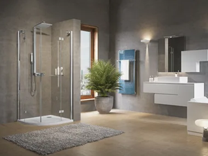 BRERA R - Corner semicircular shower cabin with hinged door - Door by NOVELLINI