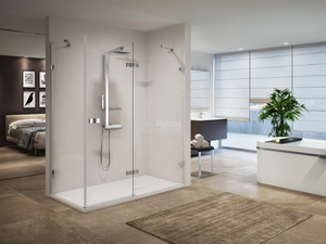 GALA 2P+F - Corner shower cabin with hinged door - Door by NOVELLINI
