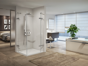 GALA A - Corner shower cabin with hinged door - Door by NOVELLINI
