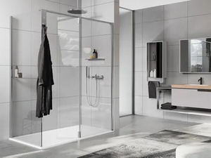 KUADRA HA FRAME - Glass and aluminium shower panel with pivoting door - Door by NOVELLINI