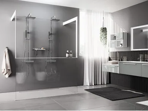 KUADRA HF FRAME - Aluminum and tempered glass shower panel - Shower panel by NOVELLINI