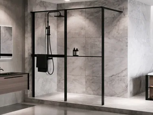 KUADRA HWZ1 FRAME - Glass and aluminium shower panel with shelf and towel holder - Shower panel by NOVELLINI
