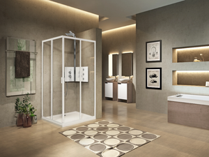 LUNES A - Corner shower cabin with sliding door - Door by NOVELLINI