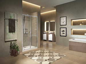 LUNES B - Niche shower cabin with in/out hinged door - Door by NOVELLINI