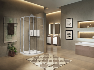 LUNES R - Semicircular shower cabin with sliding door - Door by NOVELLINI