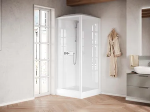 MEDIA GLASS GF - Multifunction glass and aluminium shower cabin with sliding door - Door by NOVELLINI
