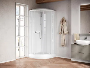 MEDIA GLASS R - Multifunction glass and aluminium shower cabin with sliding door - Door by NOVELLINI