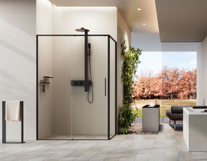 RIGA 2P+F - Glass and aluminium shower cabin with sliding door - Door by NOVELLINI