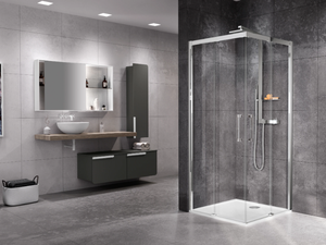 ROSE ROSSE A - Corner shower cabin with sliding door - Door by NOVELLINI