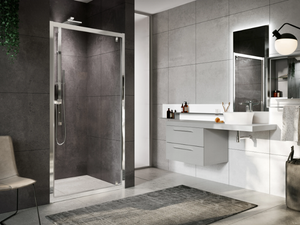 ROSE ROSSE G - Corner shower cabin with pivot door - Door by NOVELLINI