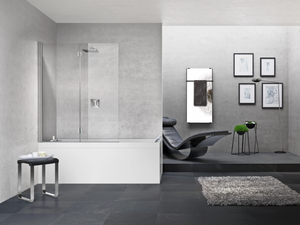 YOUNG 1BSV - Glass and aluminium bathtub wall panel - Paneling by NOVELLINI