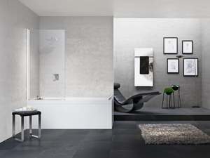 YOUNG 1V - Glass and aluminium bathtub wall panel - Paneling by NOVELLINI