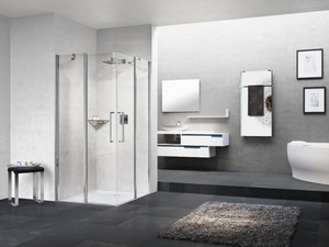 YOUNG A - Corner shower cabin with hinged door - Door by NOVELLINI