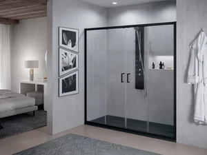 ZEPHYROS 2.0 2A - Niche rectangular glass and aluminium shower cabin with sliding door - Door by NOVELLINI