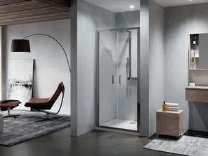 ZEPHYROS 2.0 2B - Niche glass and aluminium shower cabin with hinged door - Door by NOVELLINI