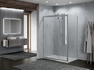 ZEPHYROS 2.0 3P - Corner rectangular shower cabin with sliding door - Door by NOVELLINI