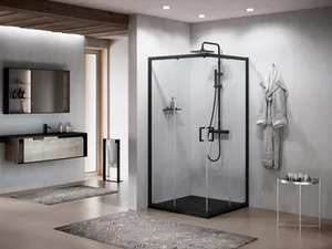 ZEPHYROS 2.0 A - Corner glass and aluminium shower cabin with sliding door - Door by NOVELLINI