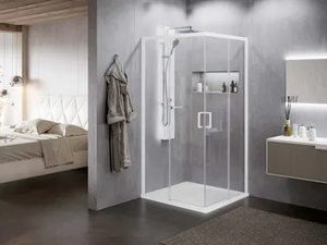 ZEPHYROS 2.0 AH - Corner glass and aluminium shower cabin with sliding door - Door by NOVELLINI