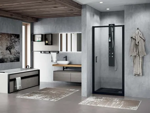 ZEPHYROS 2.0 G - Niche glass and aluminium shower cabin with hinged door - Door by NOVELLINI