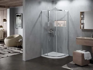 ZEPHYROS 2.0 R - Corner glass and aluminium shower cabin with sliding door - Door by NOVELLINI