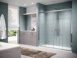ZEPHYROS 2A - Niche shower cabin with sliding door and fixed panel - Door by NOVELLINI