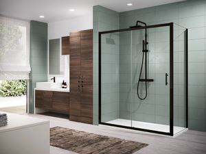 ZEPHYROS 2P - Corner shower cabin with sliding door and fixed panel - Door by NOVELLINI