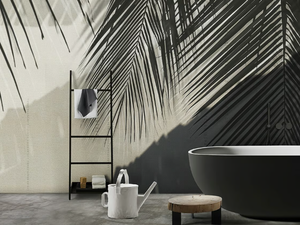 CONCRETE PALM SHADOW - Vinyl or fyber glass wallpaper - Wallpaper by N.O.W. Edizioni