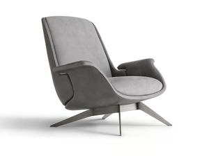 BLUES - Leather armchair with armrests - Armchair by OAK