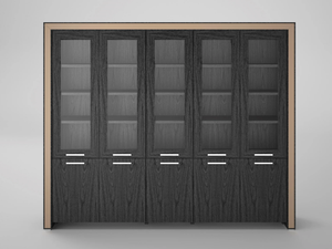 BELESA - Tall freestanding wood veneer office shelving - Cabinet by Ofifran