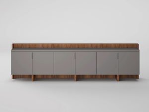 FREEPORT - Low wood veneer office storage unit with hinged doors - Cabinet by Ofifran