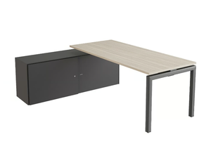 NEXO - L-shaped wood veneer office desk with shelves - Desk by Ofifran